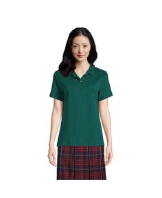 Школьная форма, женская рубашка поло с короткими рукавами и интерлоком Lands&apos; End