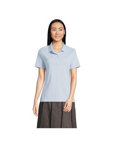 Школьная форма, женская рубашка поло с короткими рукавами и интерлоком Lands&apos; End, синий
