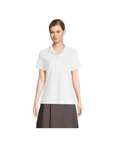 Школьная форма, женская рубашка поло с короткими рукавами и интерлоком Lands&apos; End, белый