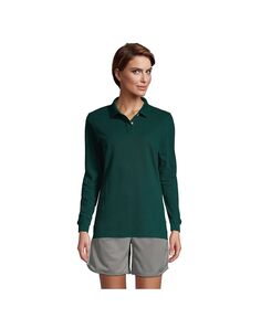 Женская сетчатая рубашка-поло с длинным рукавом школьной формы Lands&apos; End
