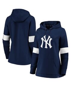 Женский темно-синий пуловер с капюшоном New York Yankees больших размеров с цветными блоками Profile, темно-синий