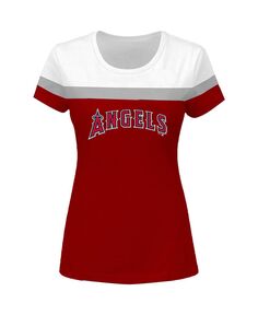 Женская бело-красная футболка с цветными блоками Los Angeles Angels больших размеров Profile
