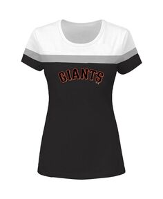 Женская бело-черная футболка San Francisco Giants больших размеров с цветными блоками Profile