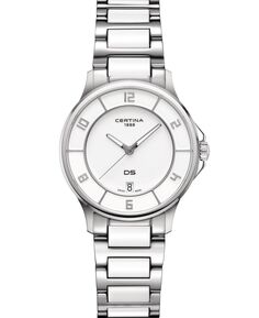 Женские швейцарские часы DS-6 с браслетом из белой керамики и нержавеющей стали, 35 мм Certina, белый