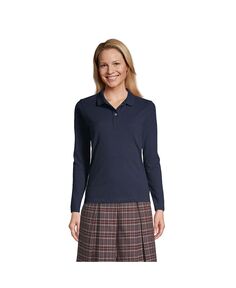 Женская сетчатая рубашка-поло с длинным рукавом для школьной формы Lands&apos; End