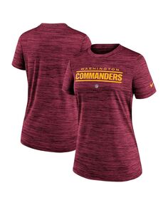 Женская бордовая футболка Washington Commanders Sideline Velocity Performance Nike