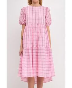 Женское клетчатое платье миди English Factory, розовый