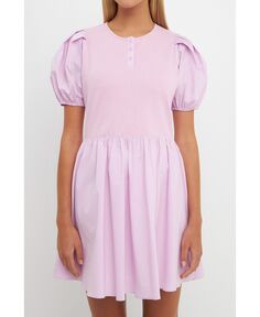 Женское мини-платье на пуговицах в смешанной технике English Factory, розовый