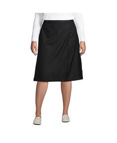 Школьная форма, женская однотонная юбка-трапеция длиной ниже колена Lands&apos; End, черный