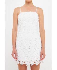 Женское кружевное облегающее мини-платье крючком endless rose, белый