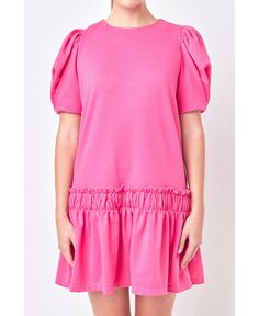 Женское мини-платье с пышными рукавами English Factory, розовый
