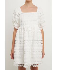Женское кружевное мини-платье с пышными формами endless rose, белый