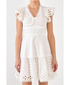 Женское мини-платье с люверсами, смешанная техника endless rose, белый