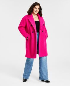 Женское двубортное пальто больших размеров из букле BCBGeneration, розовый