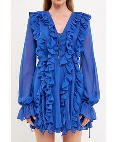 Женское шифоновое мини-платье с рюшами endless rose, синий