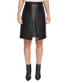 Женская юбка трапеции из искусственной кожи DKNY, черный