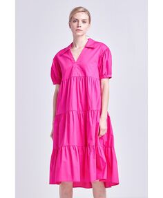Женское платье миди с короткими рукавами-фонариками English Factory