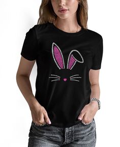 Женская футболка с короткими рукавами и надписью Word Art Bunny Ears LA Pop Art, черный