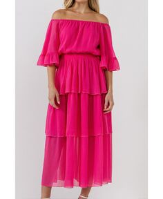 Женское многоярусное платье макси с открытыми плечами endless rose
