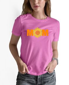 Женская футболка с короткими рукавами и надписью Word Art Mom Sunflower LA Pop Art, розовый
