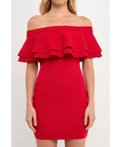 Женское мини-платье с открытыми плечами endless rose, красный