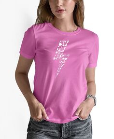 Женская футболка с короткими рукавами и надписью Word Art Lightning Bolt LA Pop Art, розовый