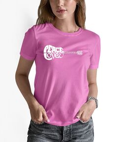 Женская футболка с короткими рукавами и надписью Word Art Peace Love Country LA Pop Art, розовый