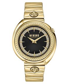 Женские кварцевые часы Tortona с 2 стрелками и золотистым браслетом из нержавеющей стали, 38 мм Versus Versace, золотой