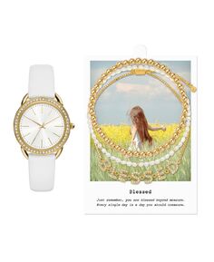 Женские аналоговые часы с тремя стрелками, белый кварцевый полиуретановый ремешок, 35 мм, подарочный набор Jessica Carlyle, белый