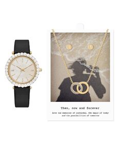 Женские аналоговые часы с тремя стрелками, черный кварцевый полиуретановый ремешок, подарочный набор 34 мм Jessica Carlyle, черный