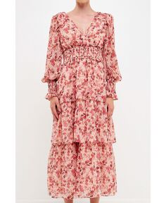 Женское шифоновое платье макси с запахом и цветочным принтом endless rose