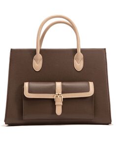 Двухцветная сумка-саквояж Veda с пряжкой среднего размера LIKE DREAMS, коричневый