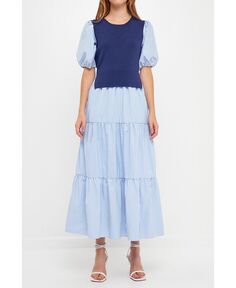 Женское полосатое платье макси смешанного цвета English Factory