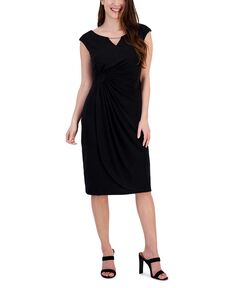 Женское трикотажное платье-футляр с короткими рукавами Connected, черный