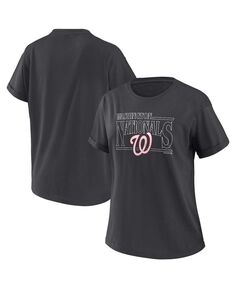 Женская темно-серая футболка-бойфренд оверсайз Washington Nationals WEAR by Erin Andrews