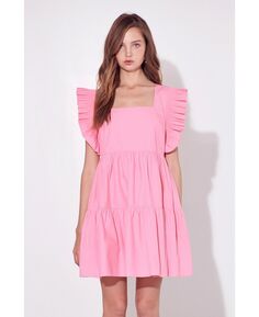 Женское платье с рюшами и сборками English Factory, розовый