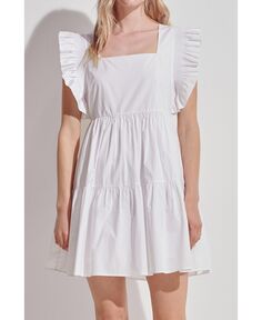 Женское платье с рюшами и сборками English Factory, белый