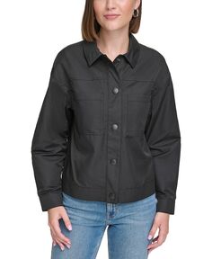 Женская водостойкая куртка-рубашка из твила Calvin Klein Jeans, черный