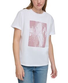 Женская хлопковая футболка с вышитым рисунком Park Slope Calvin Klein Jeans, белый
