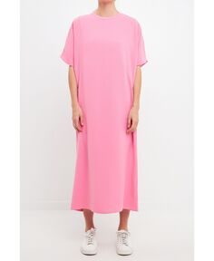 Женское повседневное платье макси с круглым вырезом English Factory, розовый