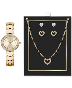 Женские часы-браслет с сердечком, 28 мм, подарочный набор украшений Jessica Carlyle, золотой