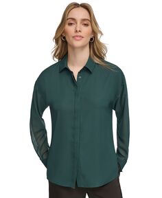 Женская блузка на пуговицах с шифоновыми рукавами Calvin Klein