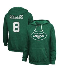 Женский пуловер с капюшоном Aaron Rodgers Green New York Jets с именем и номером Majestic, зеленый