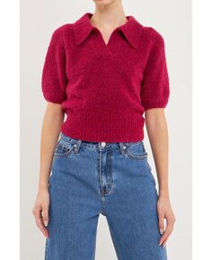 Женский свитер с воротником и короткими рукавами endless rose