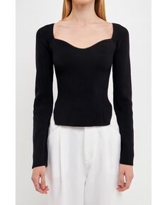 Женский приталенный свитер с длинными рукавами endless rose, черный