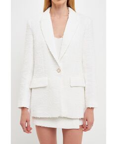 Женский твидовый однобортный пиджак endless rose, белый