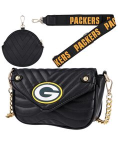 Женская кожаная сумка Green Bay Packers с ремешком Cuce, черный