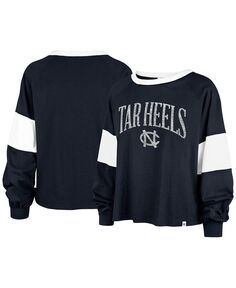 Женская темно-синяя футболка North Carolina Tar Heels Upside Rhea Raglan с длинным рукавом &apos;47 Brand, темно-синий