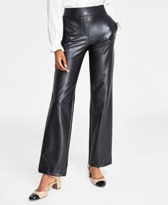 Женские брюки из искусственной кожи с прорезными карманами без застежки Anne Klein