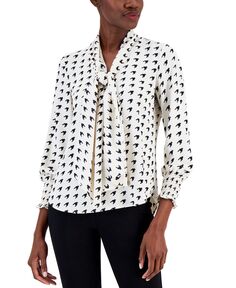 Женская блузка с завязками и манжетами с принтом Anne Klein